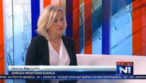 Sutkinja Vesna Horvath, ispred Udruge hrvatskih sudaca na N1 televiziji